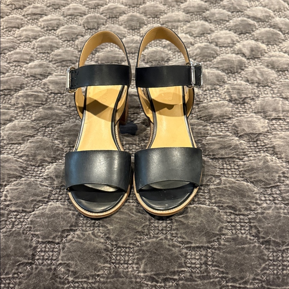 Franco Sarto Black Leather Sandals size 9